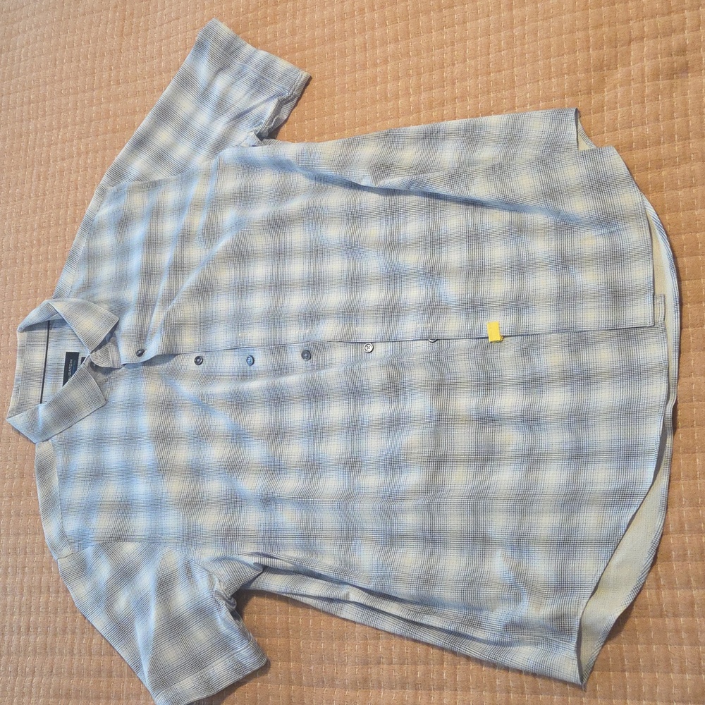 Bugatchi White Checkered Dress Shirt